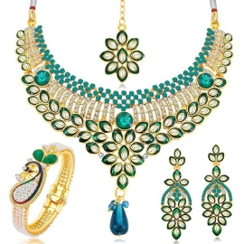 Attractive Gold Plated Necklace Kada Combo Set for Women